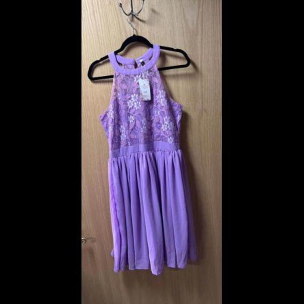Women's Short Lace Chiffon Dress Size Large NWT